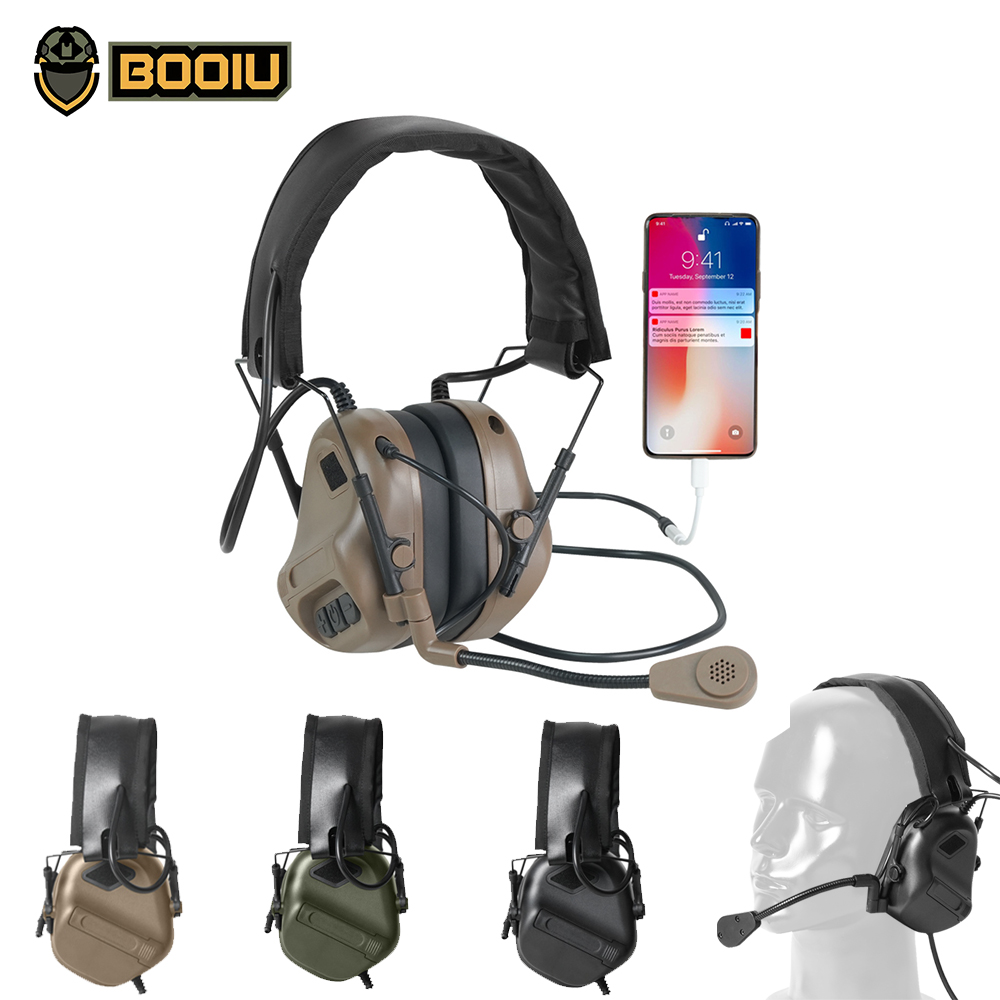 Shooting Ear Muff - BOOIU Headset Menembak Elektronik Taktis 3.5Mm