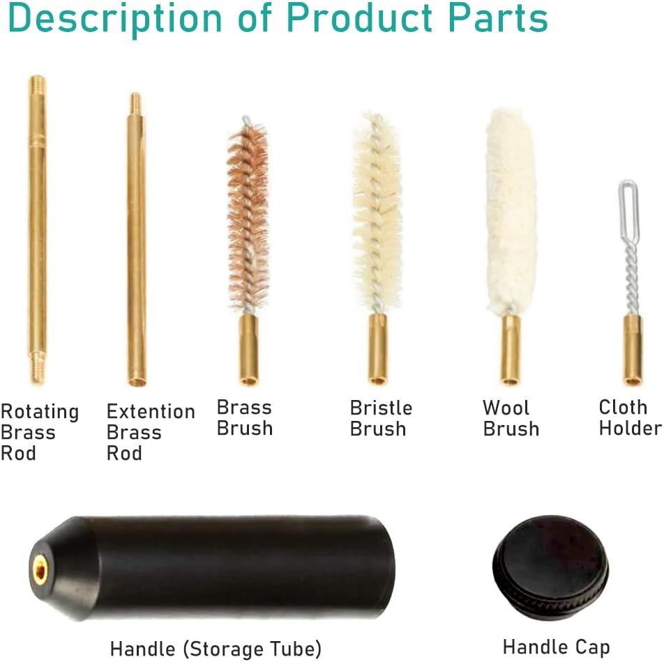 Gun Cleaning Rod - 7 Buah/Set Kit Pembersih Pistol 9mm,