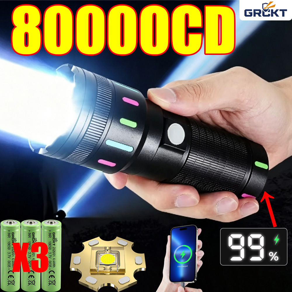 Hunting Fishing Outdoor - Senter LED 80000CD Paling Kuat, Senter