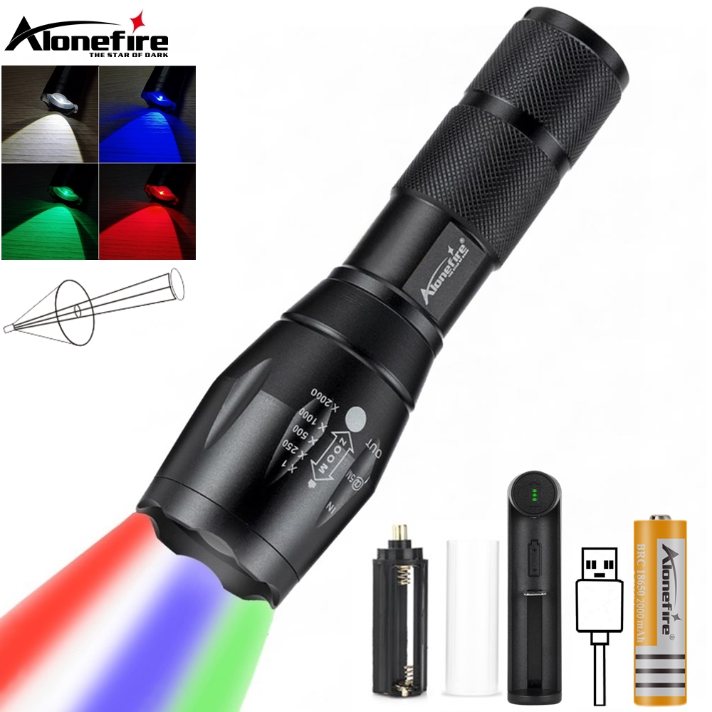 Outdoor Hunting Photography - Zoom Senter LED 4-In-1 warna-warni, lampu
