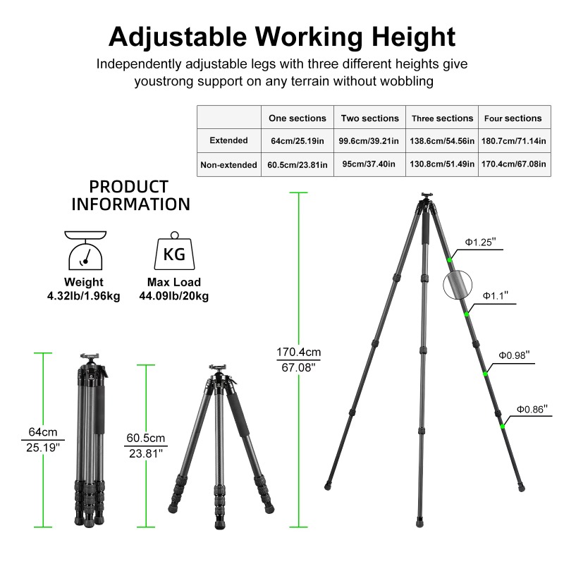 Tripod Serat Karbon Luar Ruang - Outdoor Hunting Photography ulasan dan harga